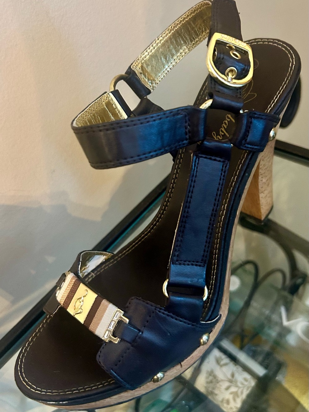 Baby Phat T-Strap Cork Block Heel Sandal